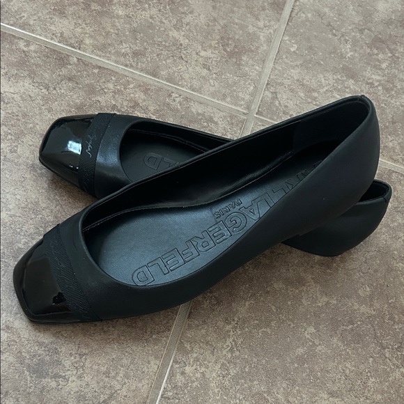 Karl Lagerfeld Shoes - Karl Lagerfeld Women's Black Square Toe Flats